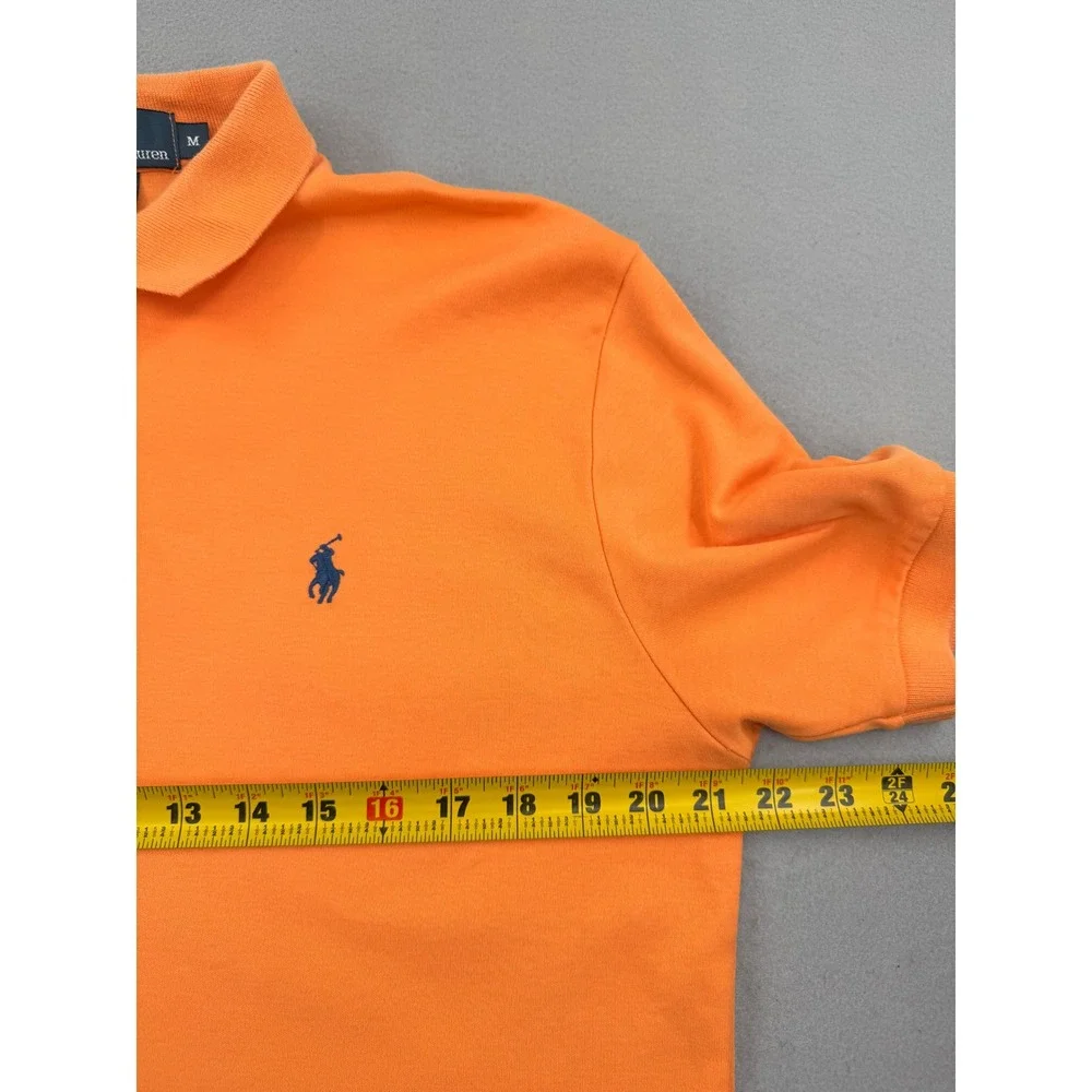 Polo Ralph Lauren Mens M Short Sleeve Pique Cotton Polo Orange Casual Preppy Ivy